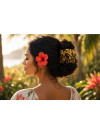 Samoa Hibiscus Tortoise Shell Hair Comb – 3.9" x 3.3"
