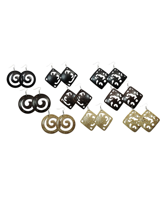 Coco Shell  Carved Design Earrings