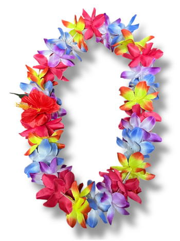  Multi Colored Lei with Hibiscus