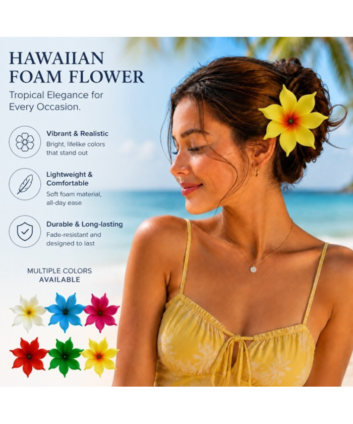 Hawaiian Foam Plumeria Flower Hair Clip