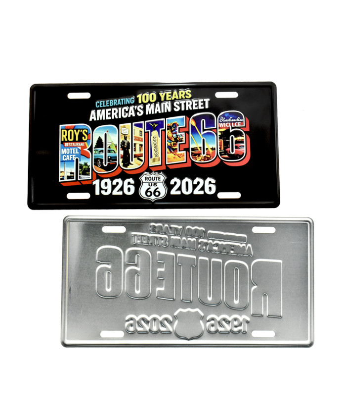 Route 66 100th Anniversary 1926–2026 Metal License Plate Sign