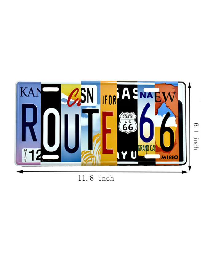 Route 66 Multi-State License Plate Metal Sign  