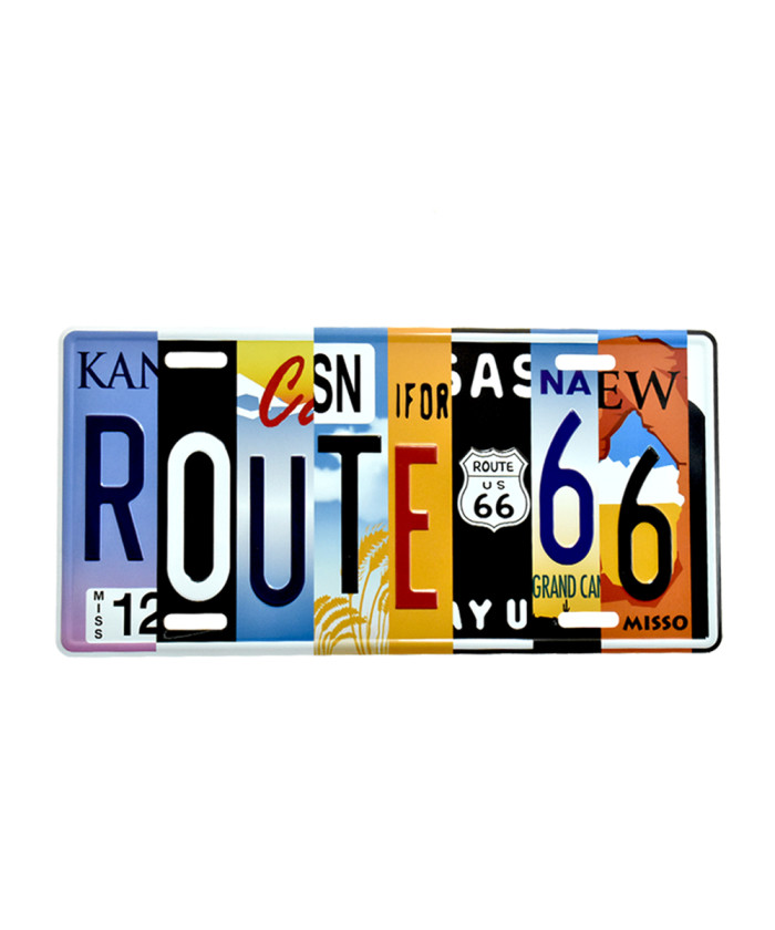 Route 66 Multi-State License Plate Metal Sign  