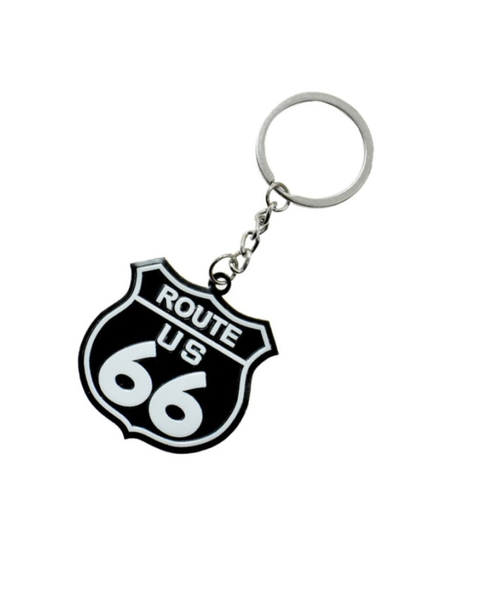  Double Sided Black Route 66 Shield Key Chain