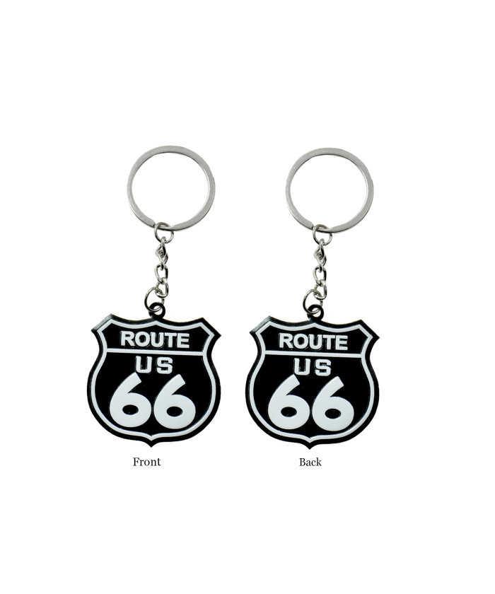  Double Sided Black Route 66 Shield Key Chain