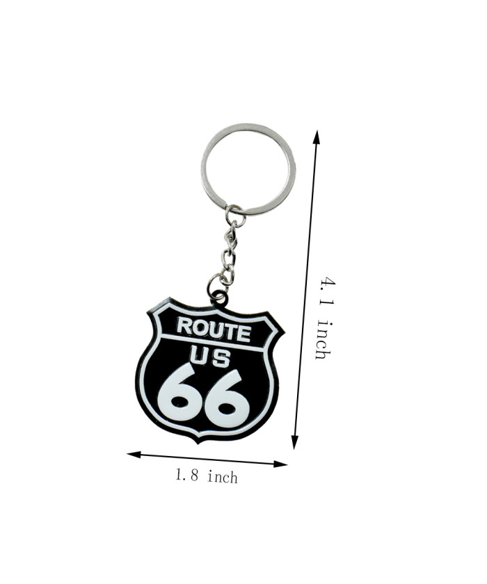  Double Sided Black Route 66 Shield Key Chain