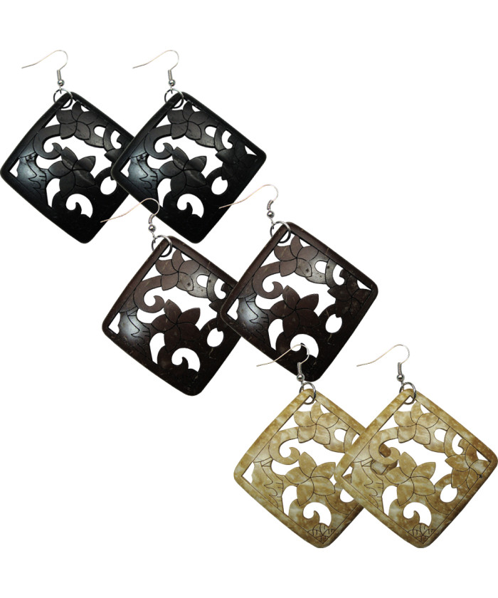 Coco Shell  Carved Design Earrings
