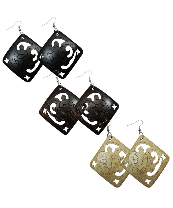 Coco Shell  Carved Design Earrings