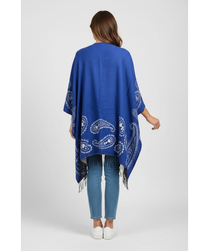 Women’s Paisley Reversible Shawl Wrap – Royal Blue