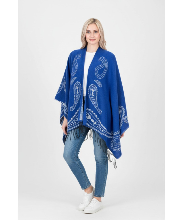 Women’s Paisley Reversible Shawl Wrap – Royal Blue