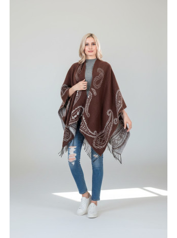 Women’s Paisley Reversible Shawl Wrap – Brown