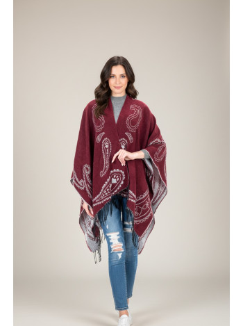 Women’s Paisley Reversible Shawl Wrap – Burgundy