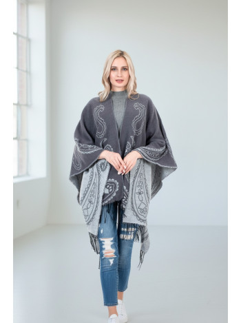 Women’s Paisley Reversible Shawl Wrap – Gray