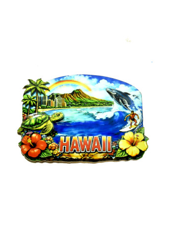 3D Hawaii Tropical Scenic Souvenir Magnet – 3.5" x 2.4"