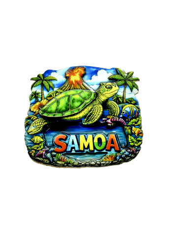 3D Samoa Sea Turtle Tropical Souvenir Magnet – 3.1" x 2.8"