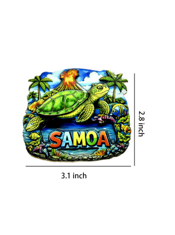 3D Samoa Sea Turtle Tropical Souvenir Magnet – 3.1" x 2.8"