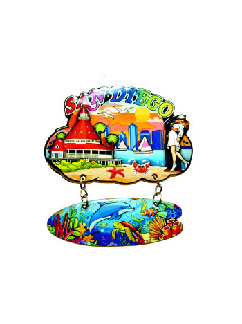3D San Diego Scenic Dangling Marine Life Souvenir Magnet – 3.9" x 4.5"