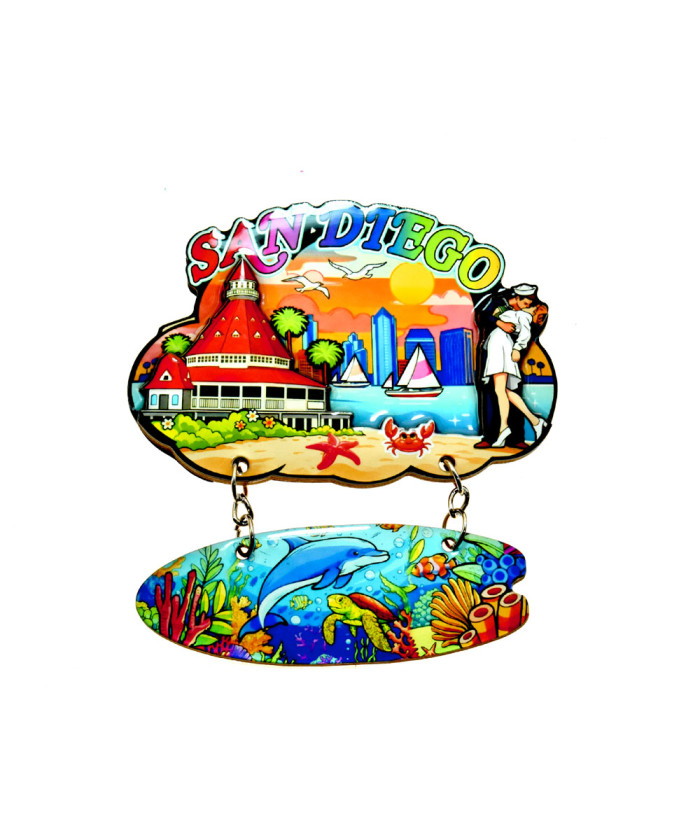 3D San Diego Scenic Dangling Marine Life Souvenir Magnet – 3.9" x 4.5"