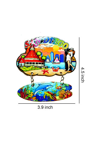 3D San Diego Scenic Dangling Marine Life Souvenir Magnet – 3.9" x 4.5"