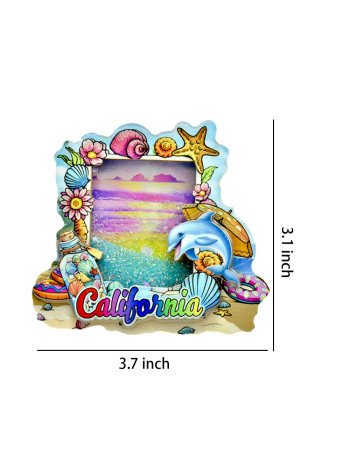 3D California Coastal Marine Life Magnet with Moving Glitter Sand – Assorted Designs