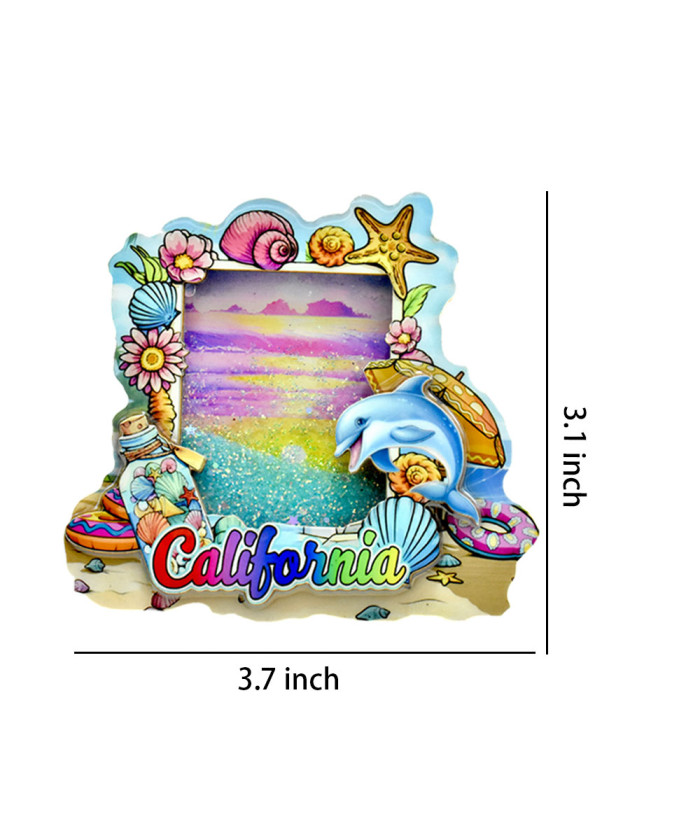 3D California Coastal Marine Life Magnet with Moving Glitter Sand – Assorted Designs