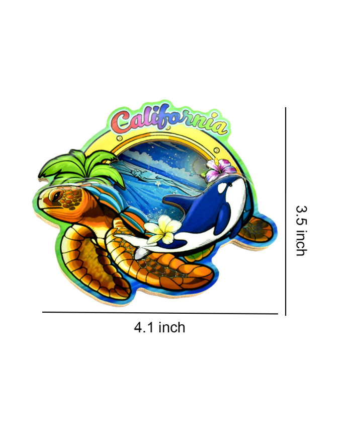 3D California Coastal Marine Life Magnet with Moving Glitter Sand – Assorted Designs