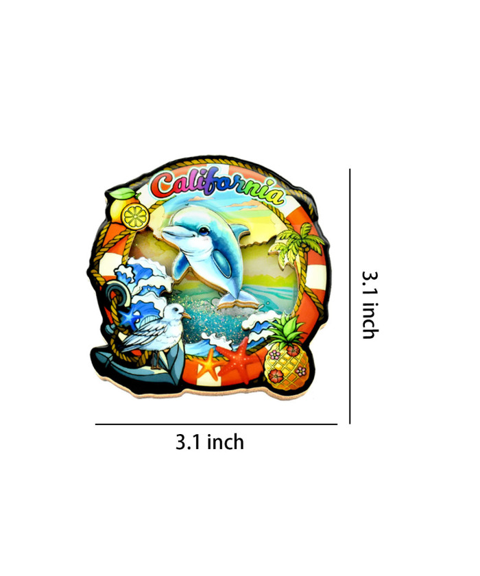 3D California Coastal Marine Life Magnet with Moving Glitter Sand – Assorted Designs