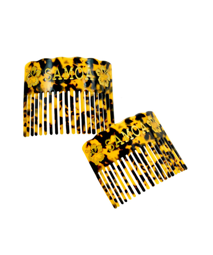 Samoa Hibiscus Tortoise Shell Hair Comb – 3.9" x 3.3"
