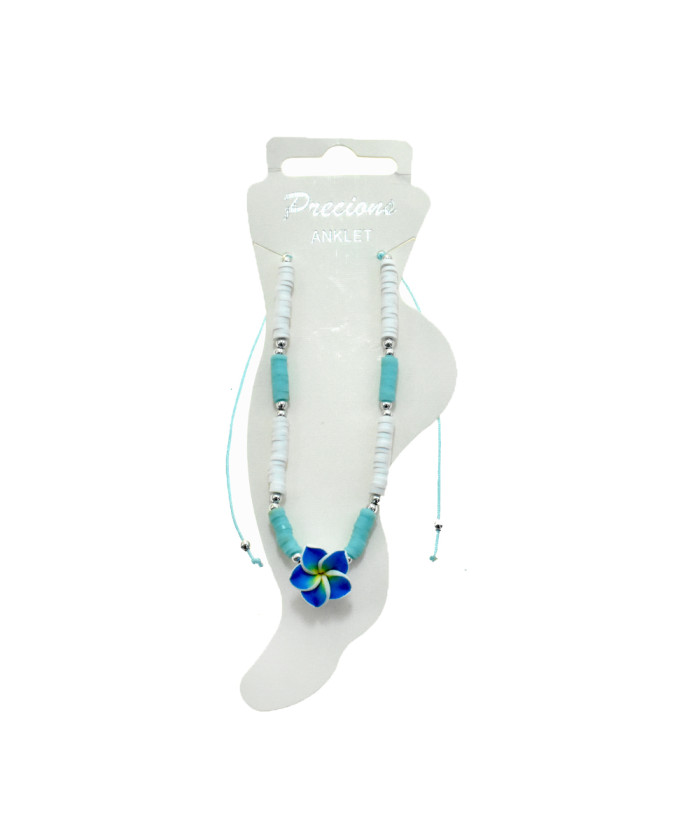 Adjustable Plumeria Flower Beaded Anklet – 6 Assorted Colors