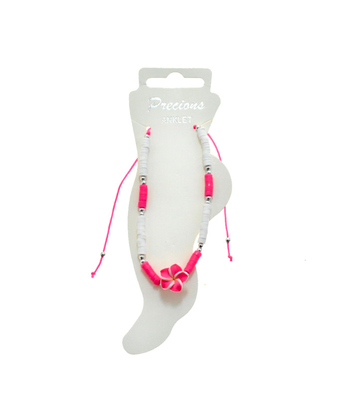 Adjustable Plumeria Flower Beaded Anklet – 6 Assorted Colors