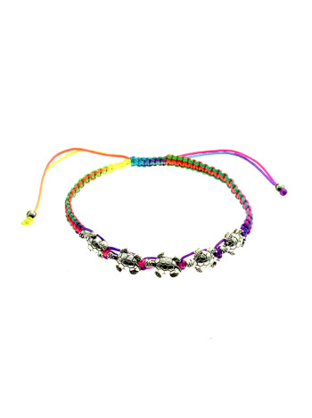 Adjustable Sea Turtle Charm Braided Bracelet – Assorted Colors