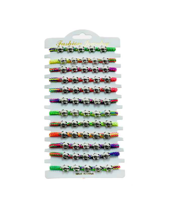 Adjustable Sea Turtle Charm Braided Bracelet – Assorted Colors