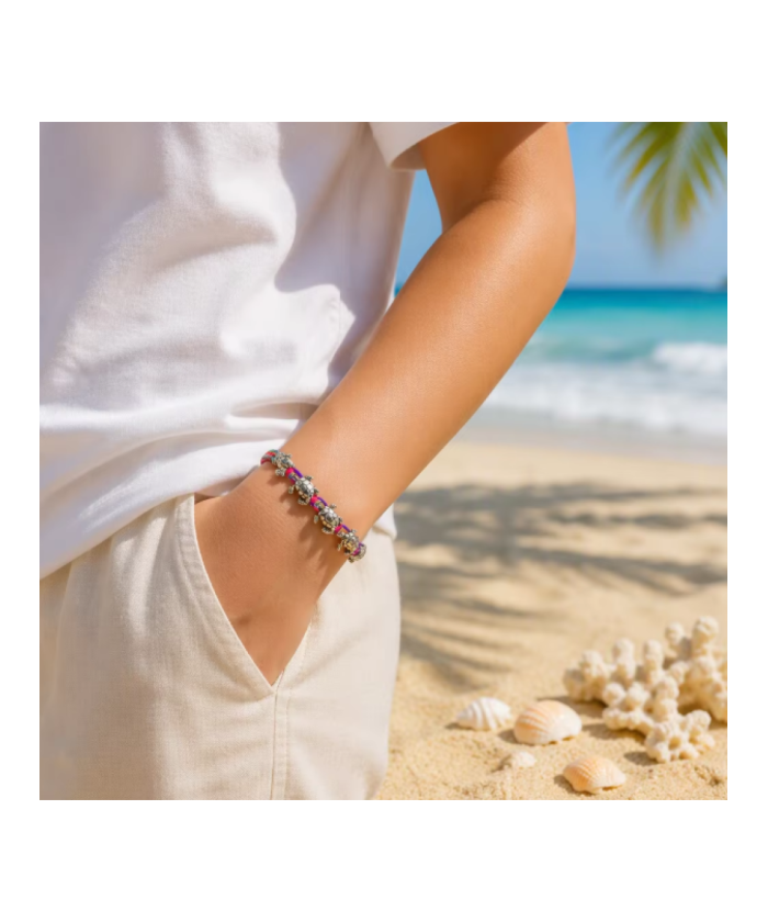 Adjustable Sea Turtle Charm Braided Bracelet – Assorted Colors