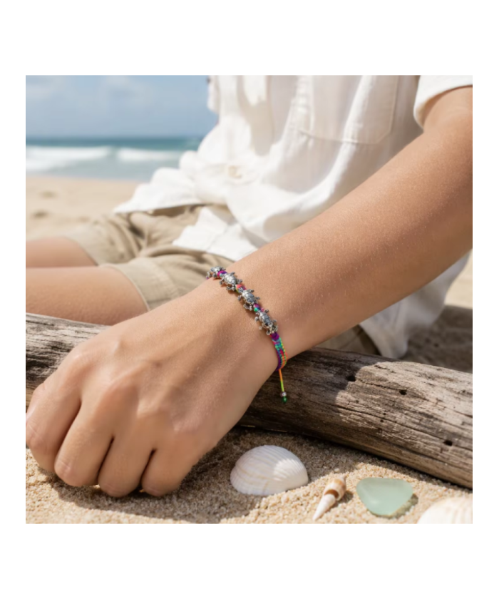 Adjustable Sea Turtle Charm Braided Bracelet – Assorted Colors