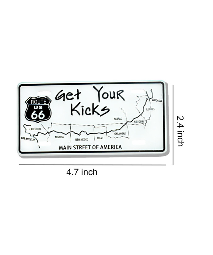 Route 66 Get Your Kicks Map Metal Mini License Plate Magnet