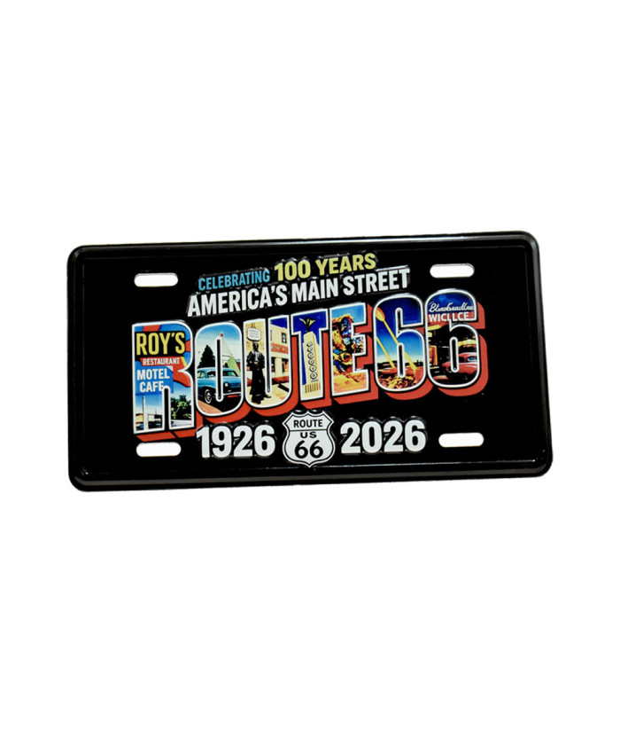 Route 66 100th Anniversary 1926–2026 Metal  Mini License Plate Magnet