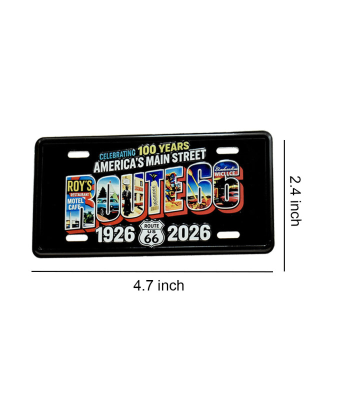 Route 66 100th Anniversary 1926–2026 Metal  Mini License Plate Magnet